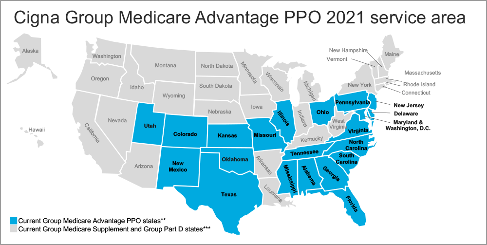 2021 Medicare Advantage PPO U.S. map